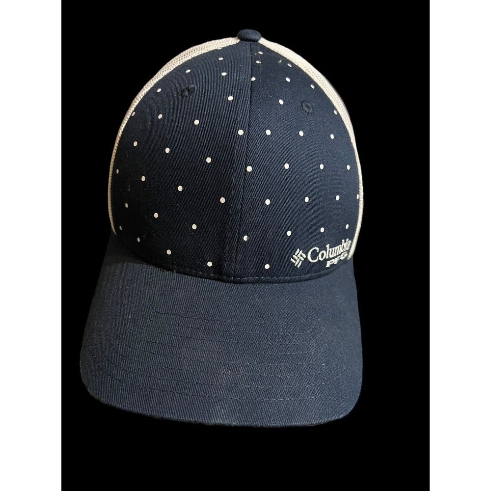 Columbia Hat PFG Adult Women’s Blue White Polka Dot Hat Mesh Back SnapBack